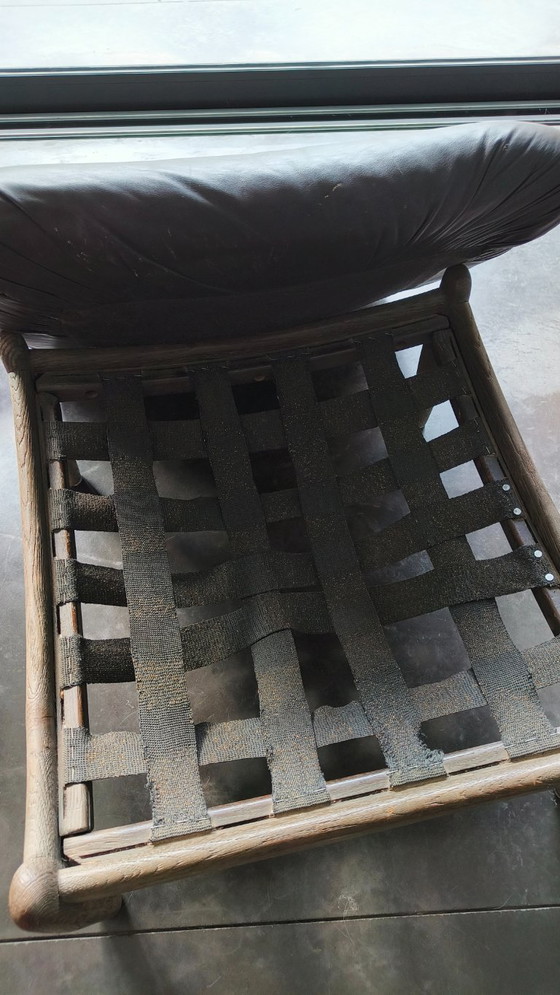 Magnifique fauteuil Durlet vintage avec son repose-pieds. – Wood, Leather (photo 9 of 10)