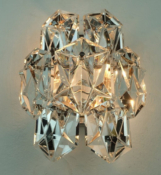 elegant mid century sconce crystal glass prisms and chrome by kinkeldey 1960s