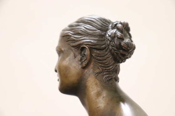 Image 1 of Small Bust of a Young Woman in Bronze, Italy, Signed Gemito