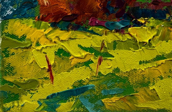 Original Oil Painting Evening Sky Landscape Summer Fields – Paintings & Drawings, Canvas (photo 6 of 8)