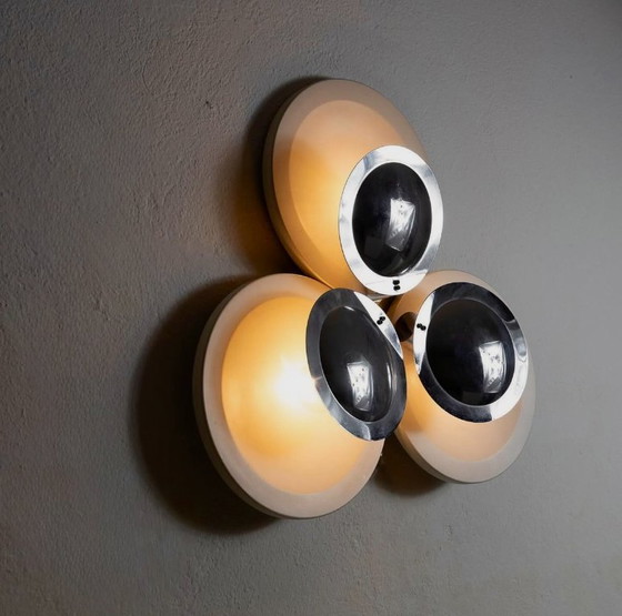 Image 1 of Set of two vintage space age sconces with chrome discs