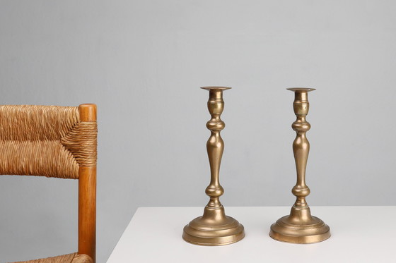 Image 1 of Satz von zwei antiken französischen Kupferleuchtern des 19.