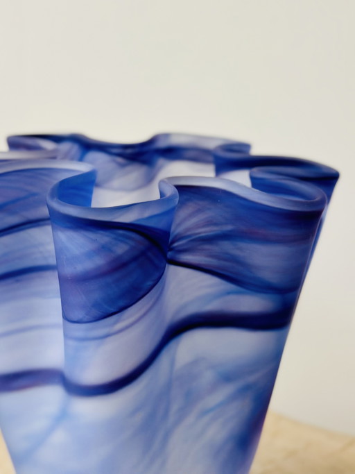 Aida design vase of Danish glass | Sculptural vintage blue vase | Scandinavian design | Sculptural Blue Art Glass