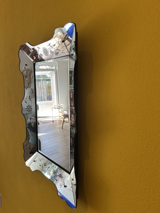 Image 1 of Beautiful Vintage Venetian Mirror – Etched Glass 79x58 cm
