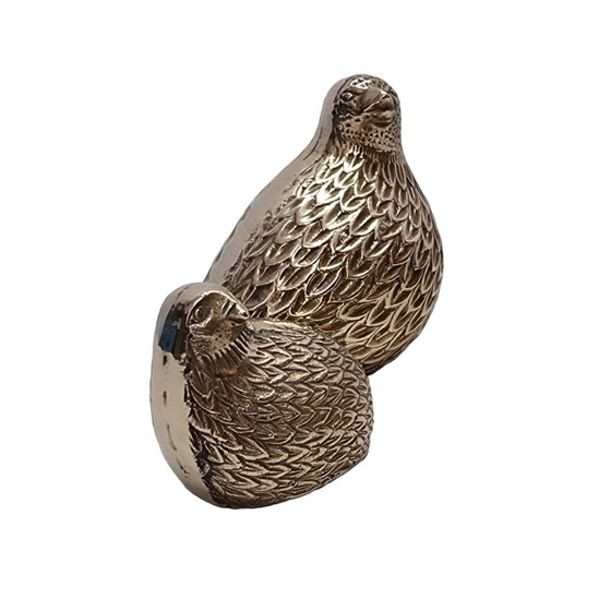 Image 1 of Mid Century Satz von 2 Wachteln aus Messing