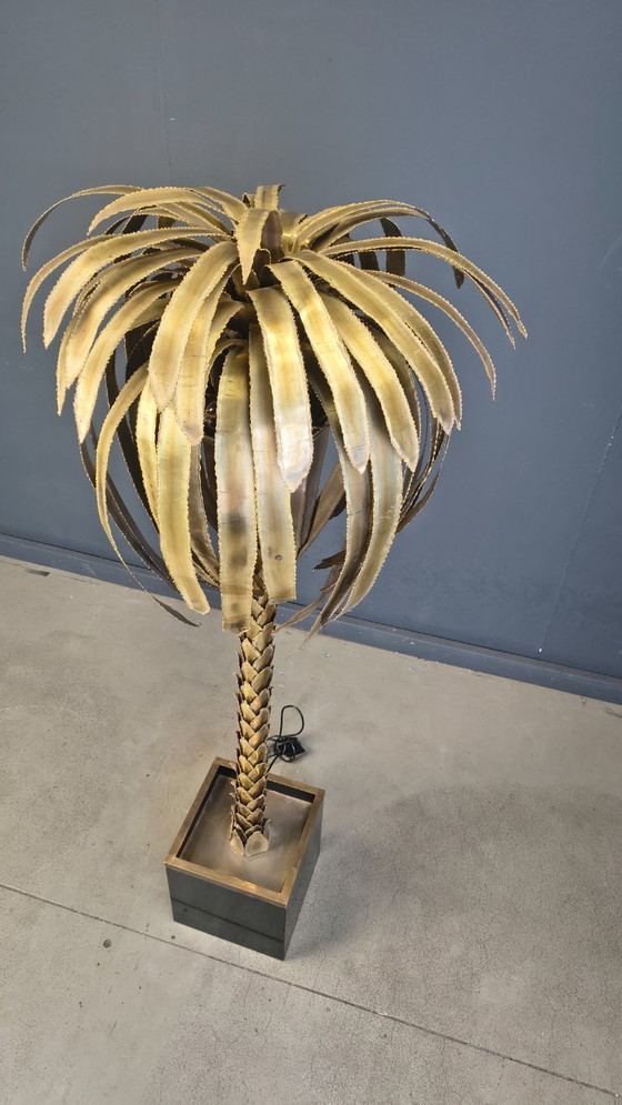 Image 1 of Messing vloerlamp in de vorm van een palmboom van Maison Jansen, jaren 70.