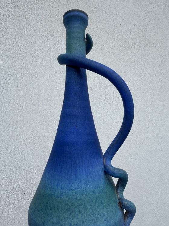 Image 1 of Vaso in ceramica vintage con sfumatura blu