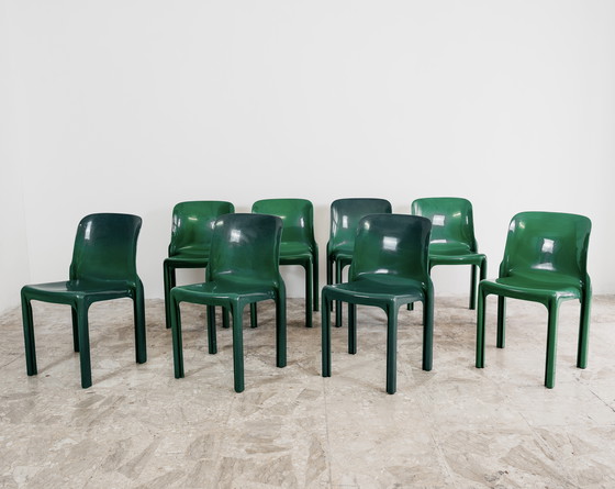 Image 1 of Set of 8 Selene Chairs by Artemide, Vico Magistretti, 1960s Design