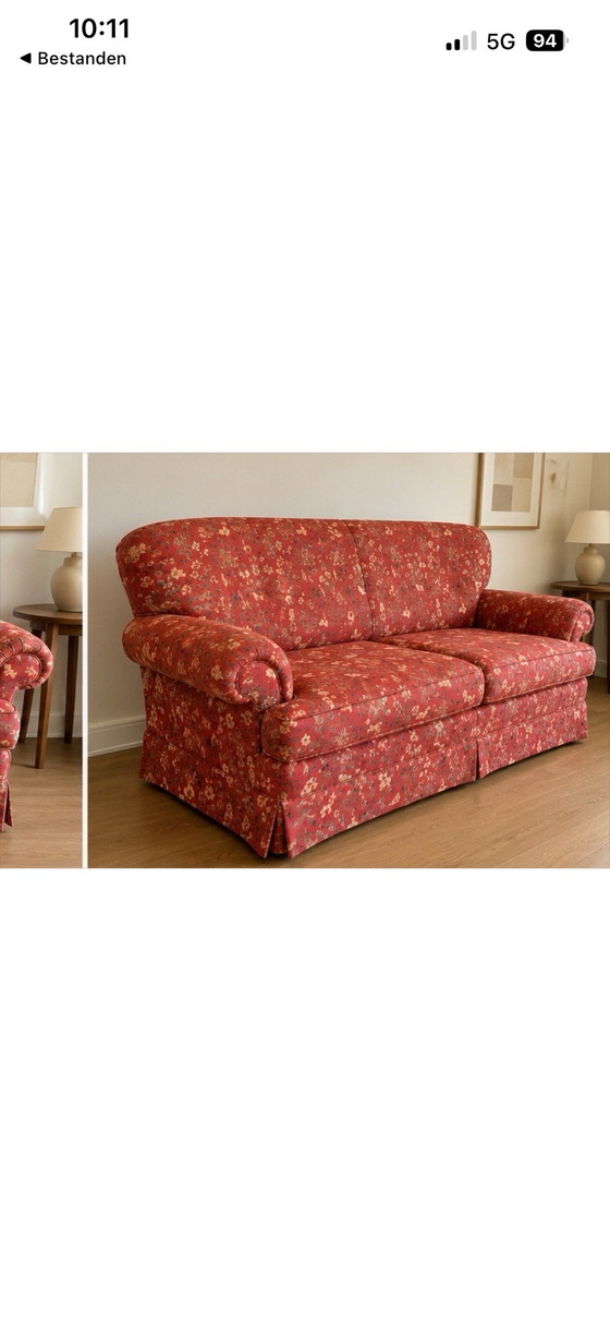 Jio Möbler Madison, Swedish Vintage Design Sofa with Botanical Print, Textile, Wood, Beige (photo 2 of 5)