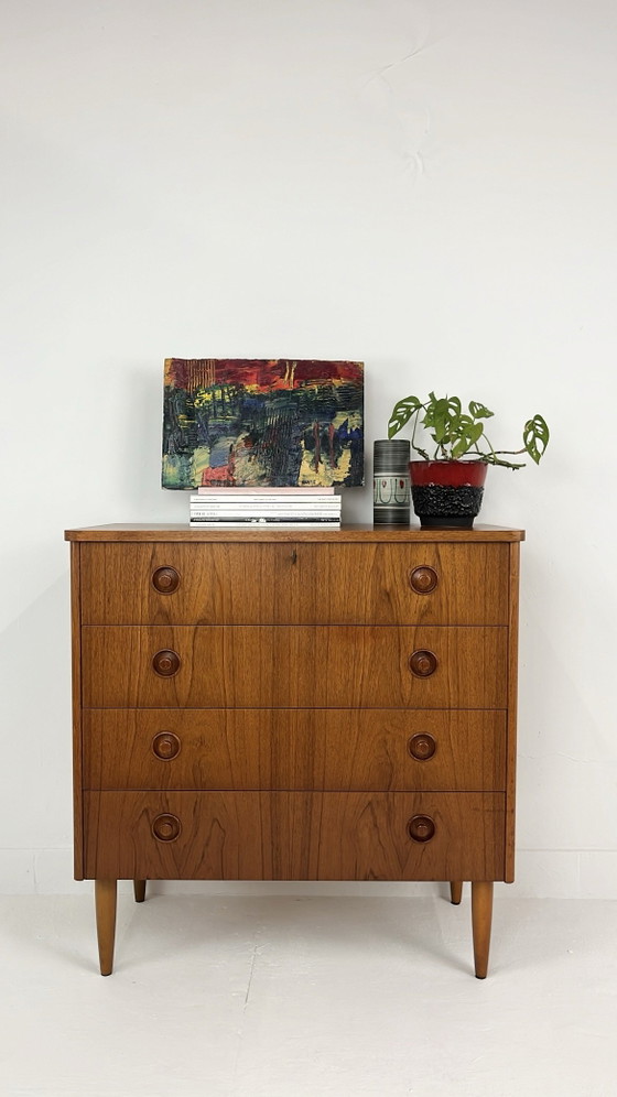 Cassettiera Svedese Vintage in Impiallacciatura di Teak – Cassettiere, Legno, Scandinavian (photo 2 of 12)