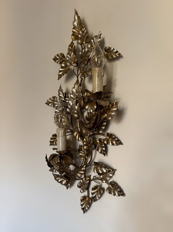 Image 1 of Florentine wall sconce with foliage design, 1960s
