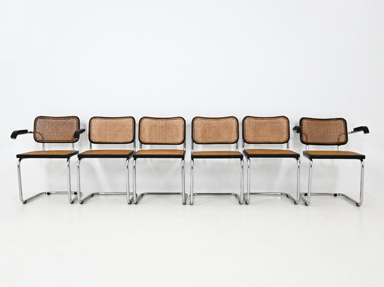 Dining Chairs Style B32 by Marcel Breuer Set of 6 – Metal, Rattan (photo 3 of 10)