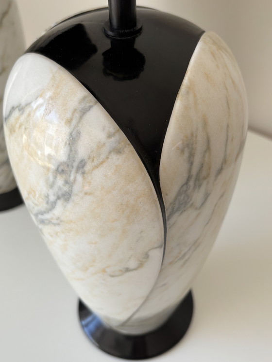 Image 1 of Italian Design Lamps Marble Look 1980s