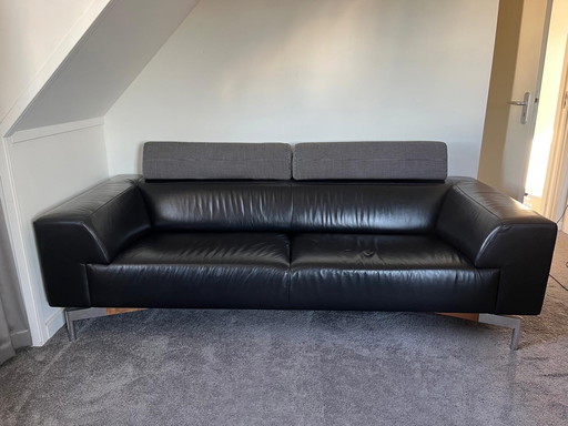 Canapé design 3 places Leolux en cuir noir