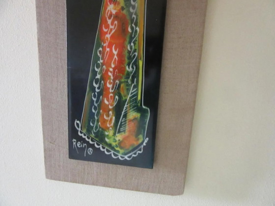 Keramische wandplaat, Moeder en Kind, Mid-Century Modern, gesigneerd door kunstenaar Rein – Wanddecoratie (photo 7 of 7)