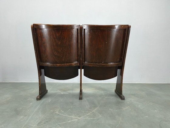 Image 1 of 1940s Thonet Cinema Double Seat, Beech Wood Theater Bench