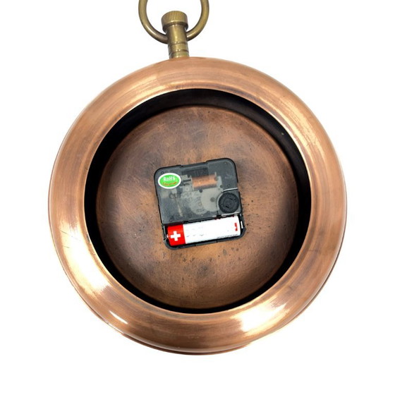 Orologio da parete "da tasca" in stile retrò tedesco – Rame e ottone, anni '70, per Kienzle – Glass, Metal (photo 3 of 12)