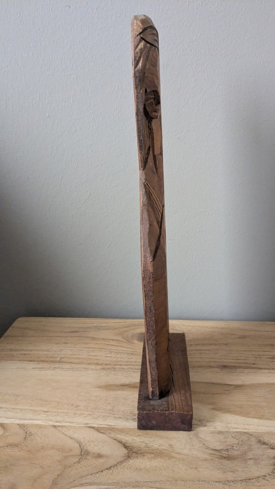 Image 1 of Handgeschnitzte Holzmadonne im Art-Deco-Stil