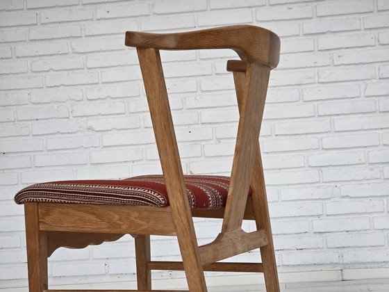 Image 1 of 1960s Pair of Danish Dining Chairs, Solid Oak Wood, Furniture Wool