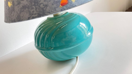 Image 1 of Lampada a sfera in ceramica blu oceano vintage