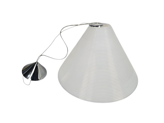 Image 1 of Leucos -  model Solaris - design R. Toso & Massari -  opaalglas - chroom - 90's