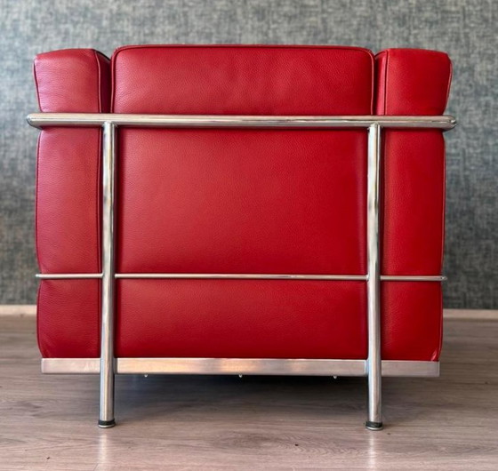 Image 1 of Vintage LC2 Le Corbusier fauteuil in rood leer, Italië, jaren 80
