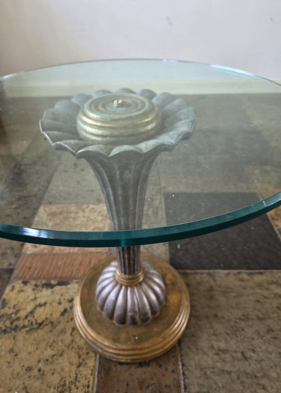 Beautiful Italian Side table – CHELINI, Wood, Glass (photo 7 of 8)