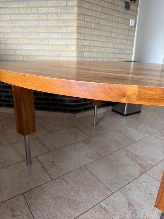Palou Walnut Dining Table + 4 Leather Chairs – Dining set, Wood (photo 6 of 8)