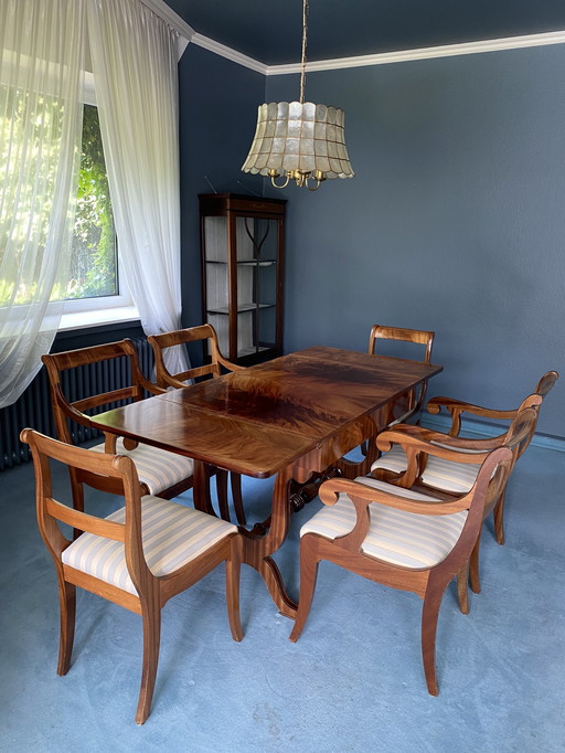 Klapptisch Salontisch Biedermeier Style mit 6 Stühle