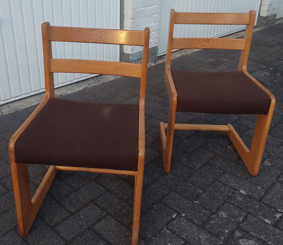 2x Cantilever Esszimmerstühle von Casala, Stoff, Holz, Braun (Foto 4 von 11)