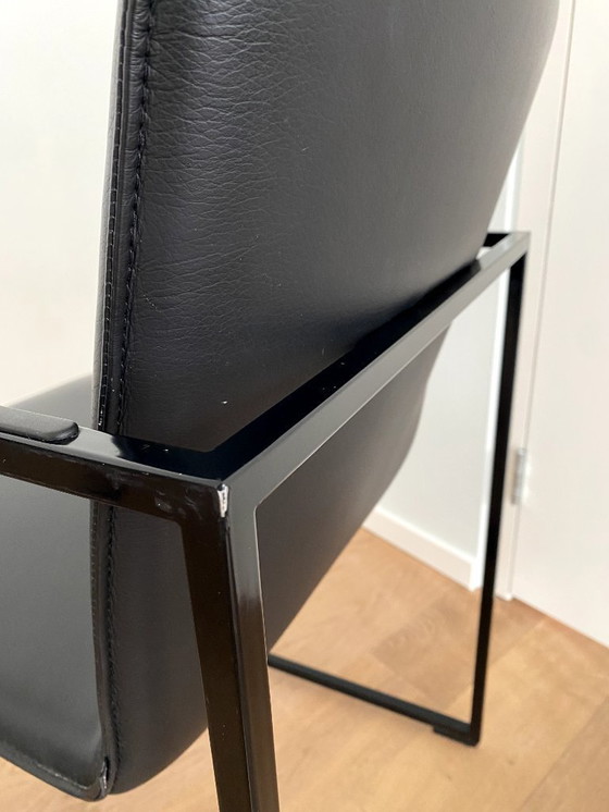 Image 1 of 6x zwart leren Arco Frame stoelen