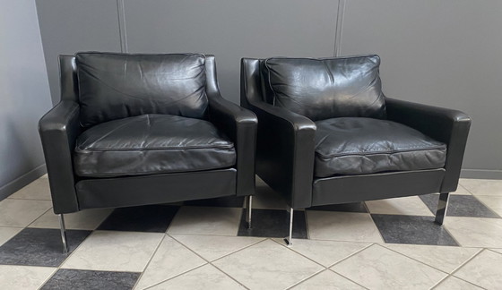 Image 1 of 2 black leather Tecta chairs by Hans Konecke 1960s model D45