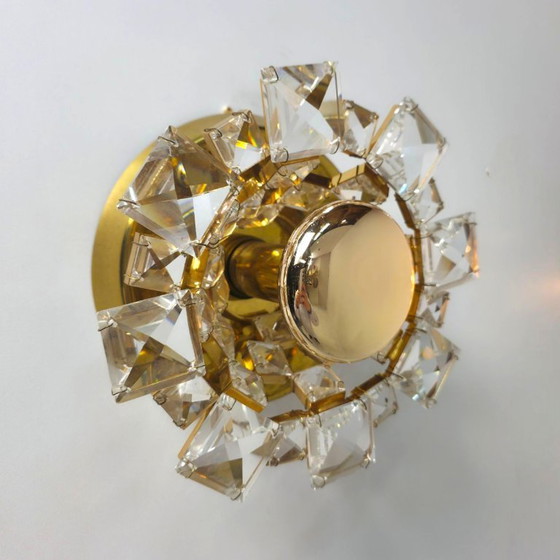 Image 1 of Lámparas de pared Palwa Alemania. Cristal dorado de mediados de siglo, años 70.