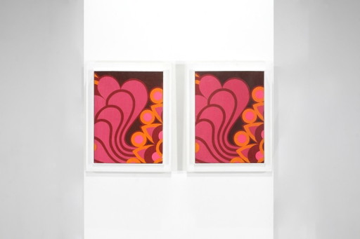 Coppia di Stampe artistiche Pop Art, rosa e arancione