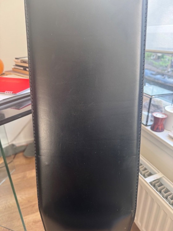 Image 1 of Dining Chairs in Black Leather by Giancarlo Vegni for Fasem, Italy, 1980s, Set of 4