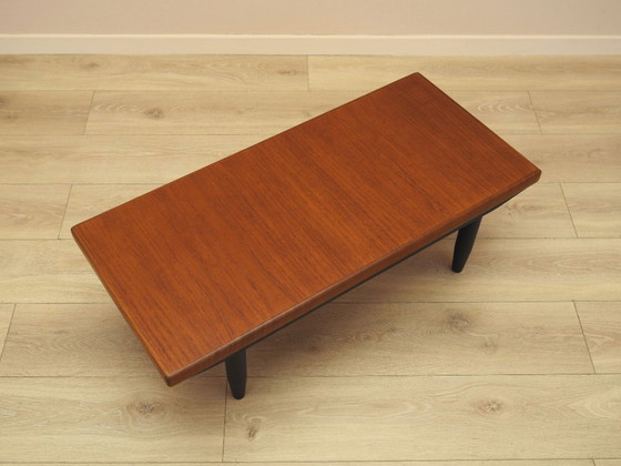 Danish Teak Veneer Coffee Table With Black Legs, 1970s – Wood (photo 6 of 9)