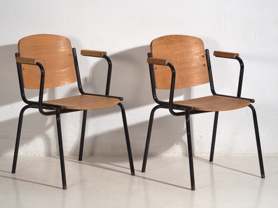 Industrial style chairs with armrests (c.1950). Set of 2 pieces – Armchairs, Iron, Industrieel (photo 2 of 10)