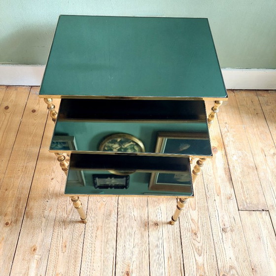 Mimiset di tavolini a incastro stile Vintage MCM Maison Jansen – Vetro (photo 3 of 8)