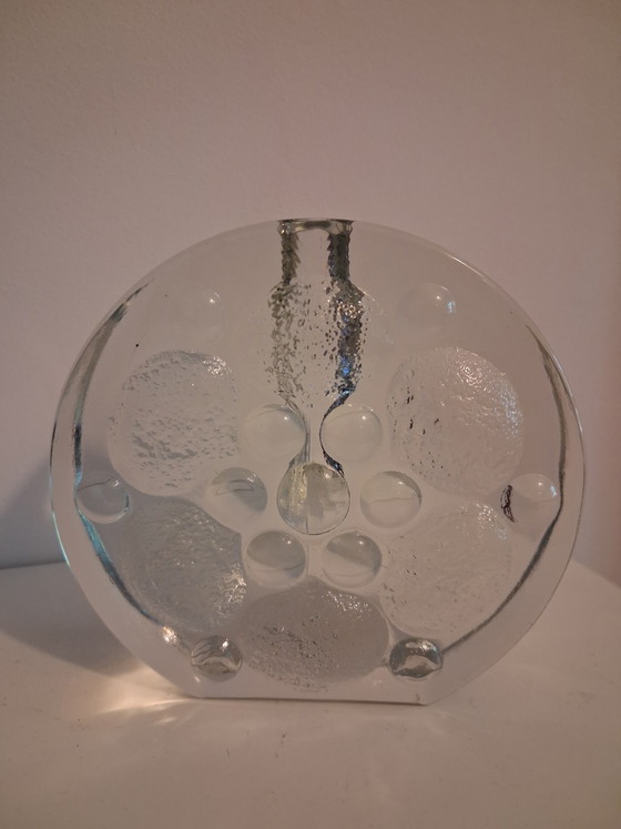 Image 1 of Vintage soliflore vase made of thick block glass, produced by the German manufacturer Walther Glas