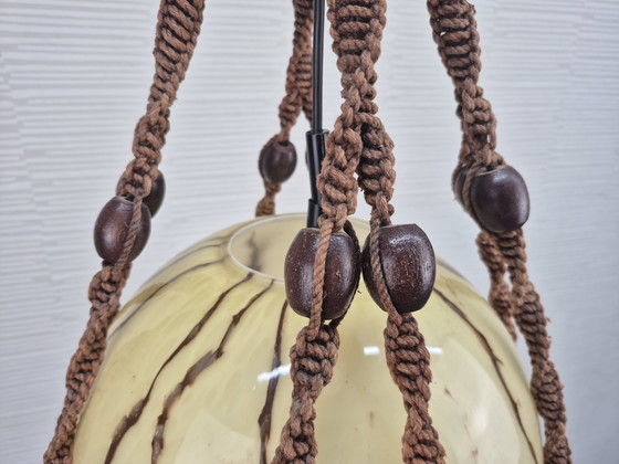Image 1 of Temde Leuchten hanglamp. Vintage jaren 70 macrame lamp.
