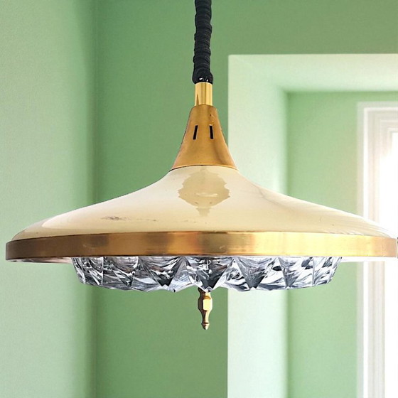 Image 1 of Lampada da pranzo retrattile color crema in stile Mid-Century Modern