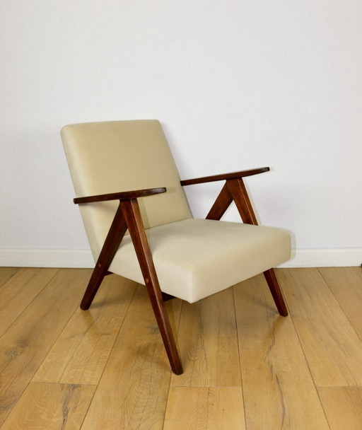 Poltrona vintage B-310 VAR in velluto beige della serie Jade - 2 pezzi disponibili