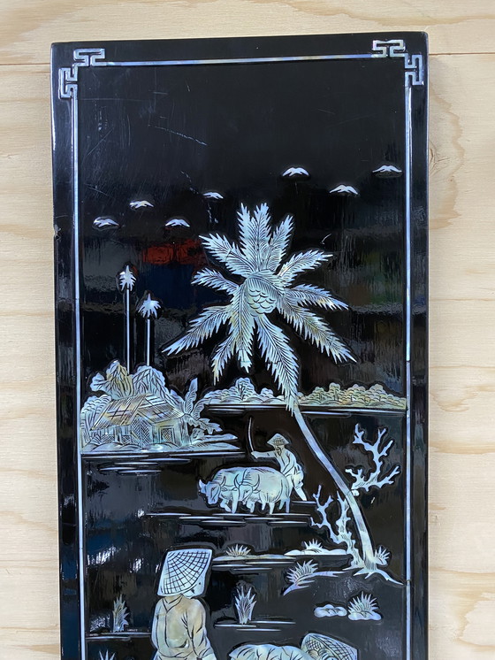 Image 1 of Targa da parete in lacca nera madreperla