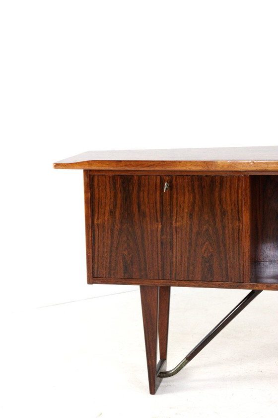 Peter Løvig Nielsen voor Hedensted Møbelfabrik Boomerang bureau vintage gerestaureerd palissander (photo 14 of 18)