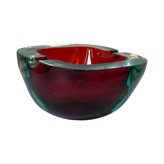 Image 1 of Murano Glass - Ashtray - Red and Blue, Geode-Like Shaped