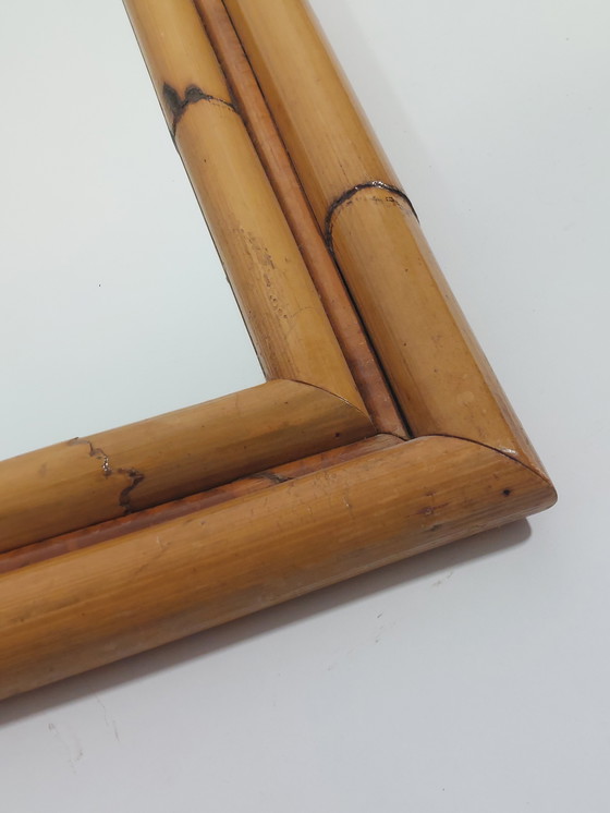 Image 1 of Specchio da parete vintage Mid Century Boho in bambù, anni '70