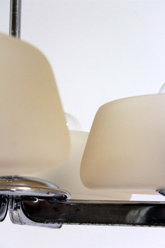 Image 1 of Lámpara de araña Art Déco cromada de ESC Zukov, Checoslovaquia, década de 1930