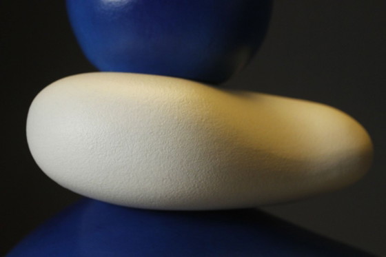François Chatain - Large Pebble Ceramic Vintage Post-Modern Design Lamp 1990s, Table lamps, White (photo 5 of 12)