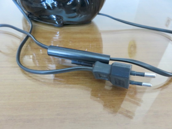 Image 1 of Black swan lamp in ceramic and opaline, black swan lamp, 1970