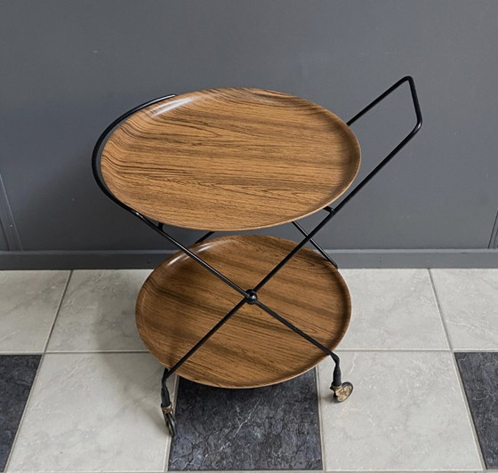 Image 1 of Carrello di servizio pieghevole attribuito a Paul Nagel per Jie Gantofta, Svezia, anni '60.